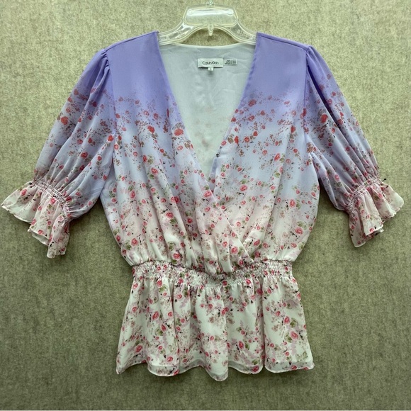 Women's Calvin Klein Wispy Floral Blouse L - Picture 2 of 9